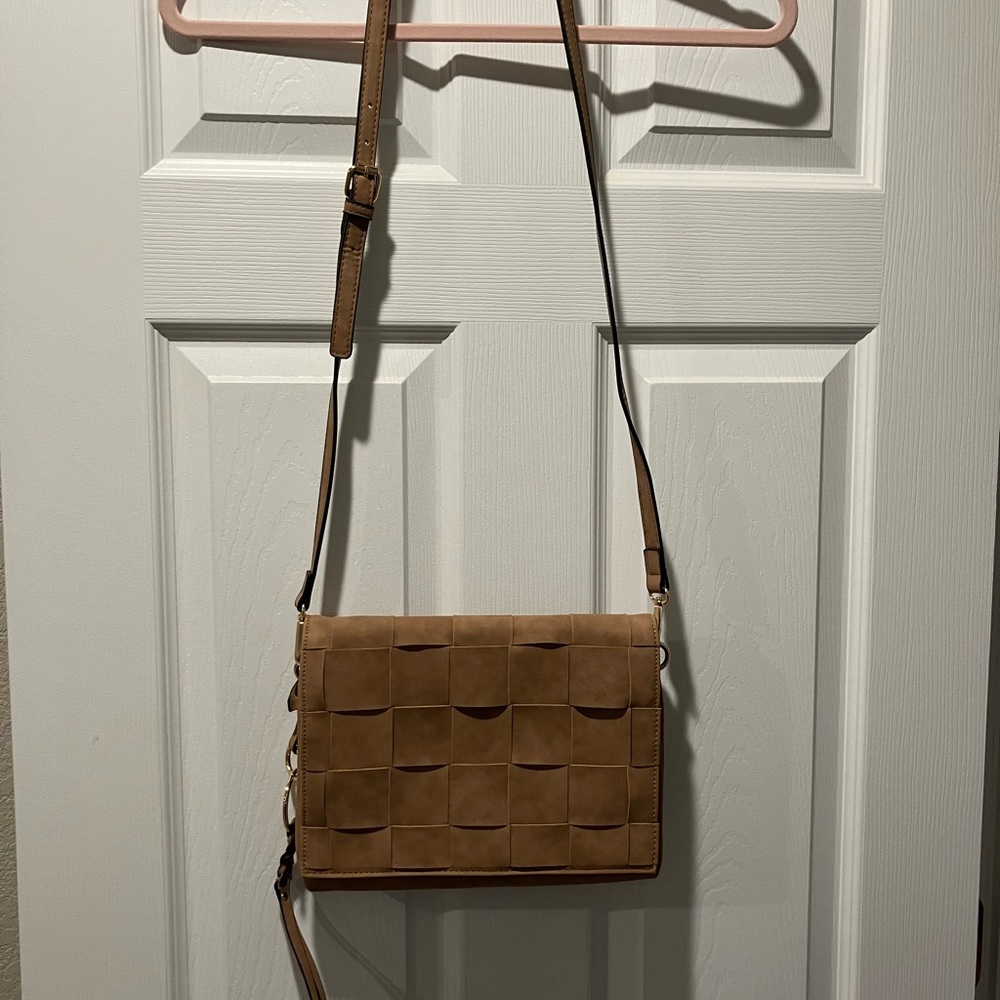 Target Faux Suede Basket Weave Crossbody Purse